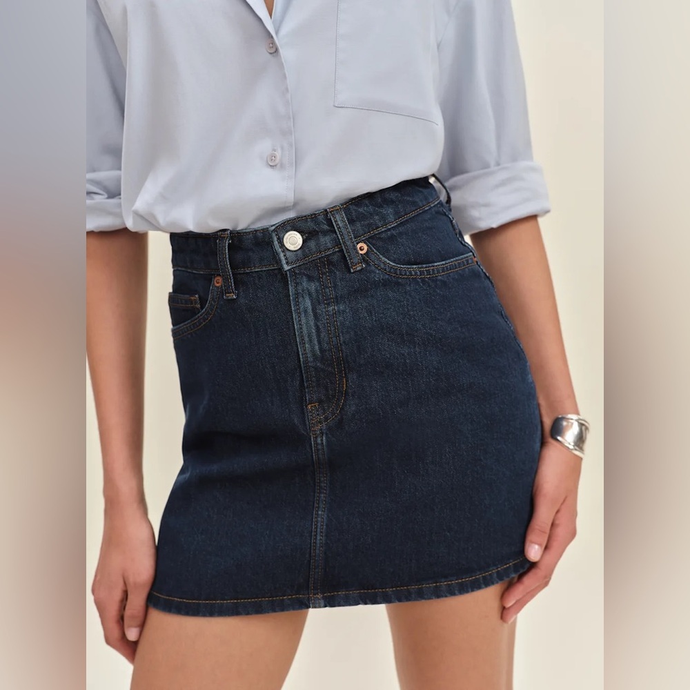 REFORMATION LYDIA HIGH-RISE DENIM MINI SKIRT